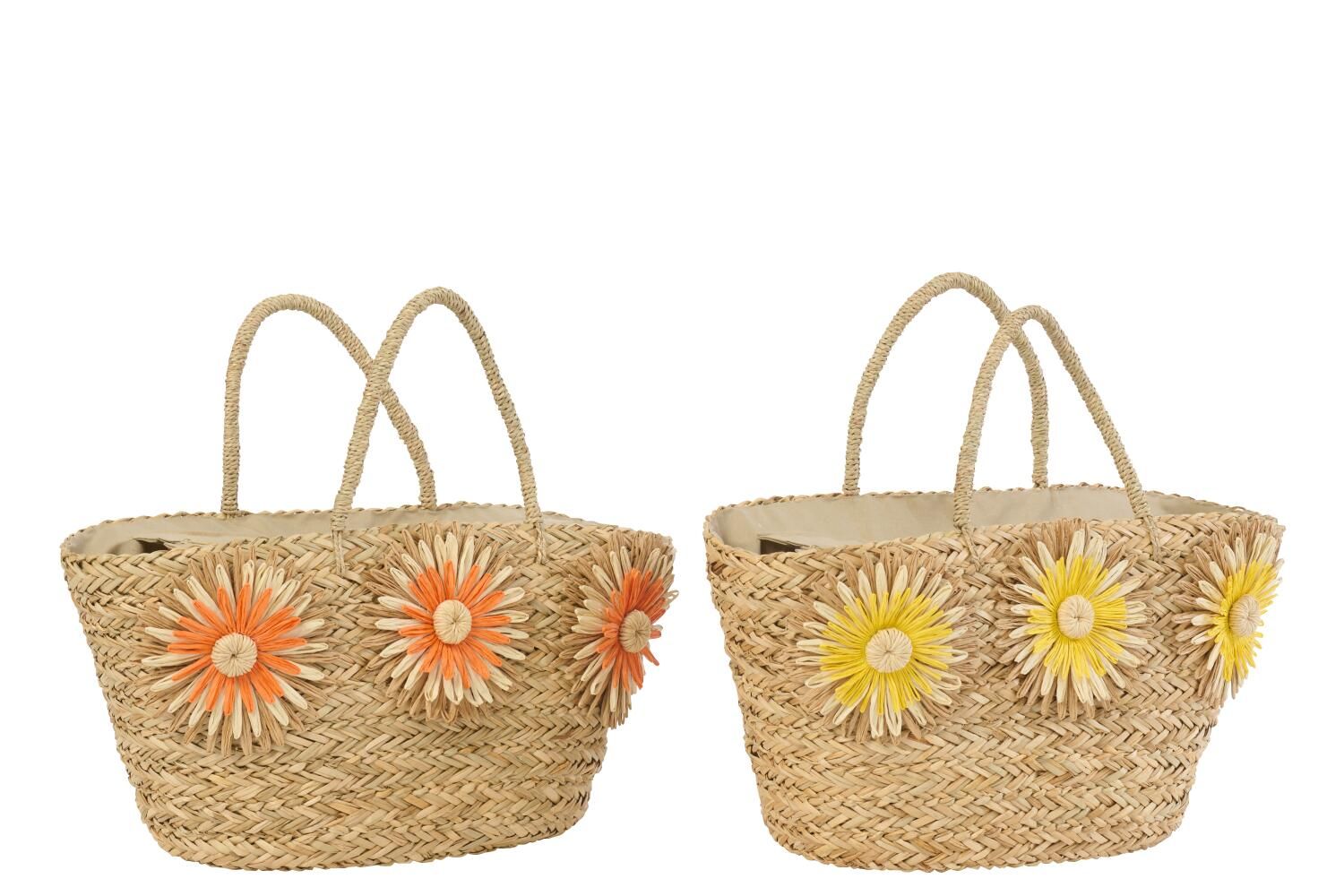 Strandtas met 3 bloemen, Colour: Oranje