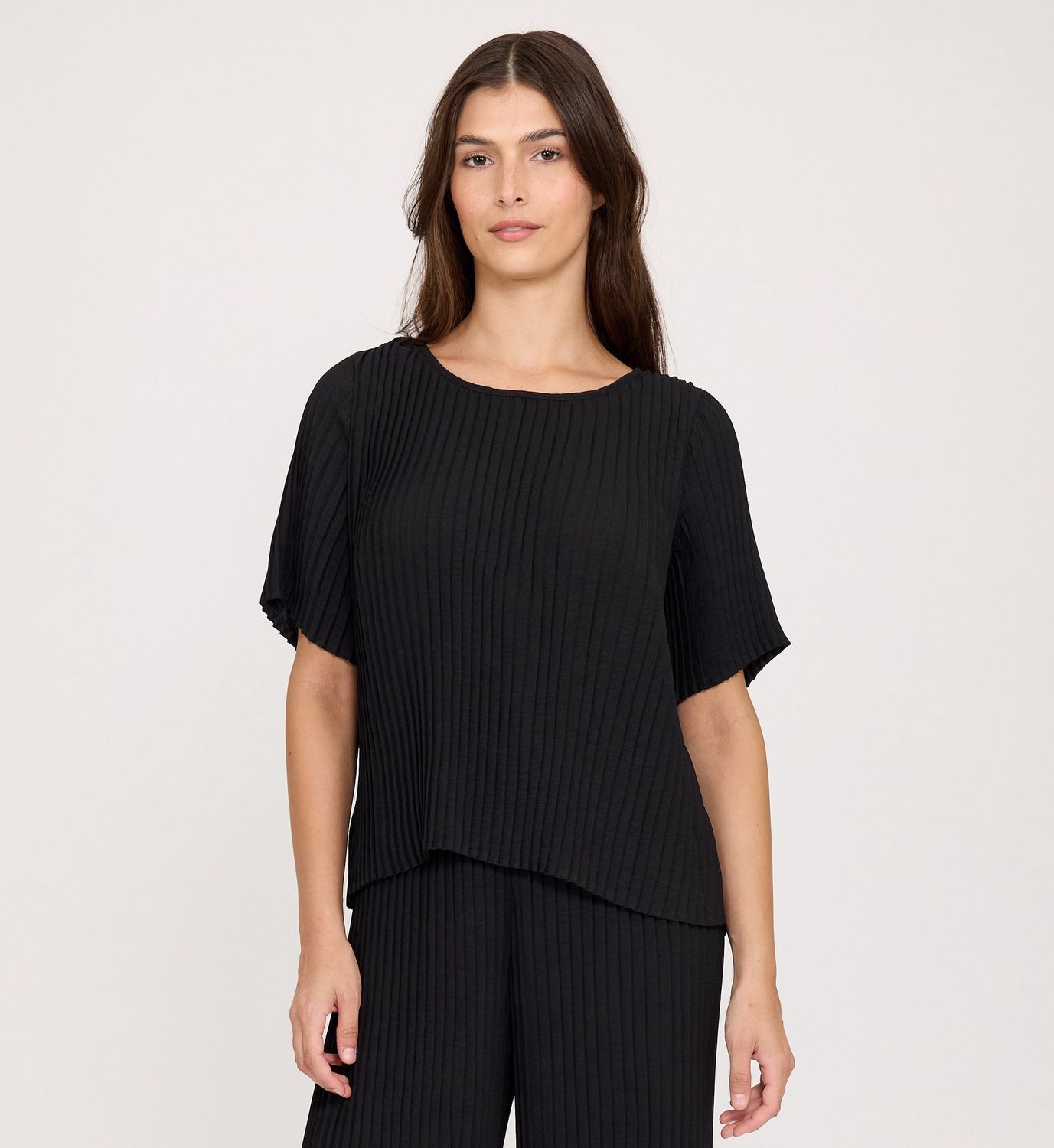 P0113 Pleated Top, Color: Blk, Size: XS
