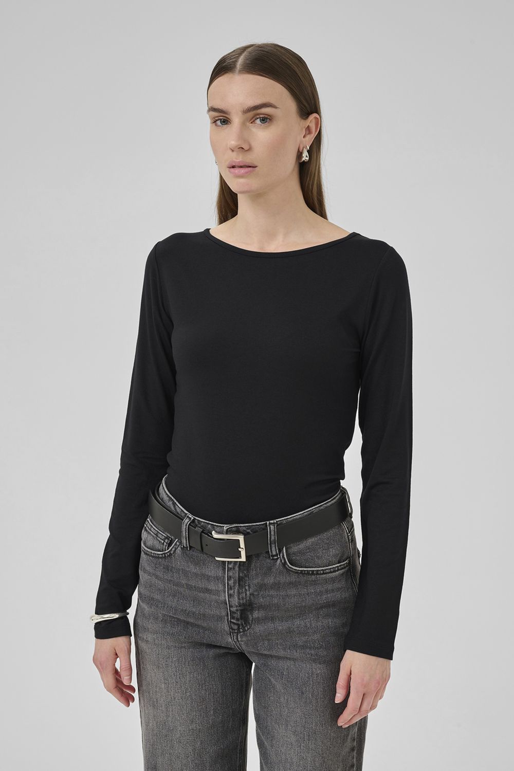 VistaMW Boat Neck Blouse, Color: Black, Size: XS