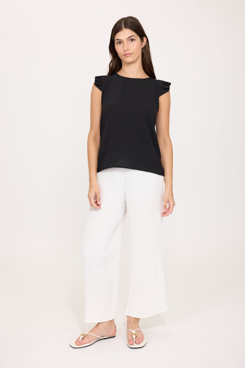 P0112 Ruffle Top, Color: Blk, Size: XS