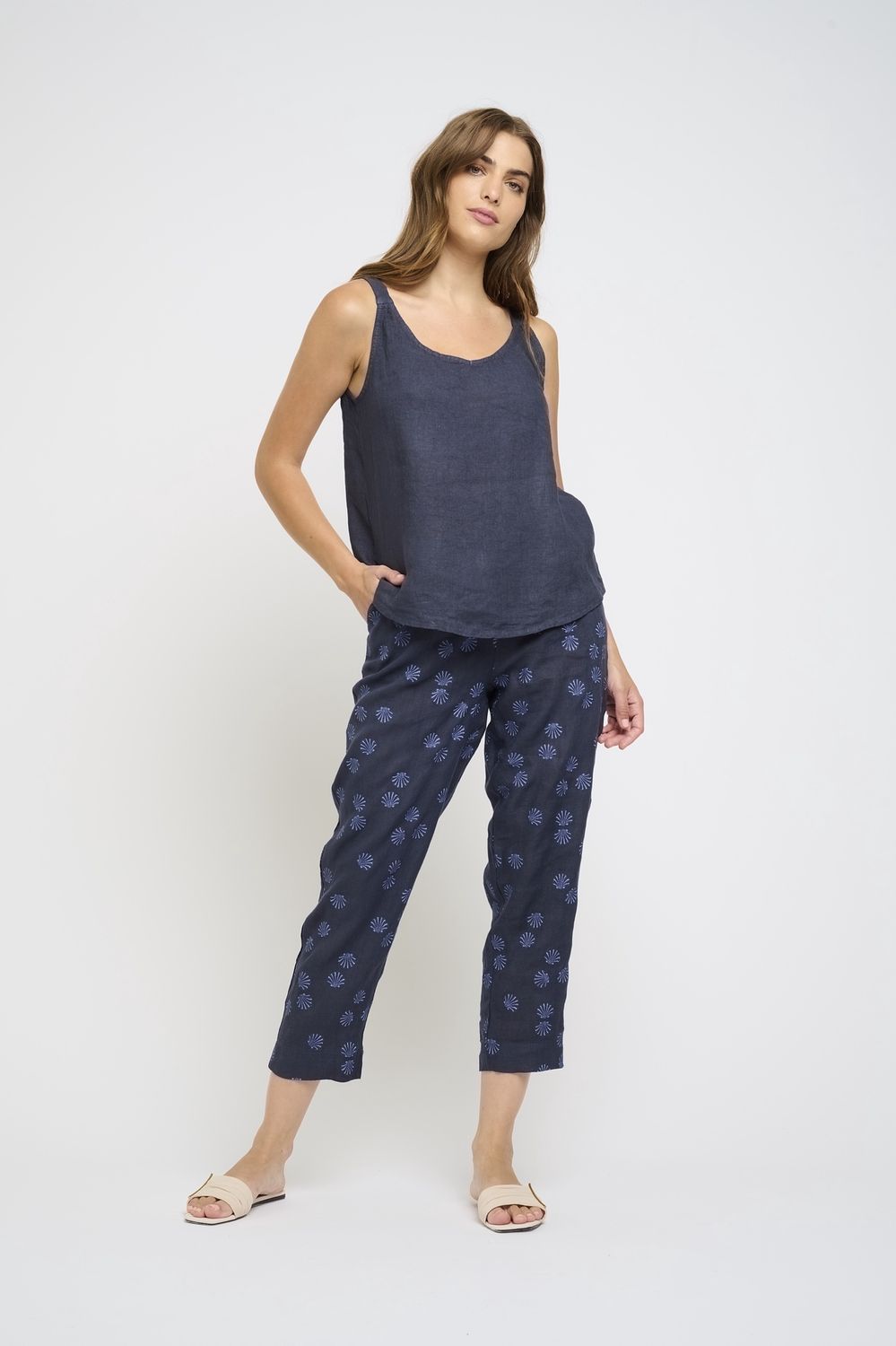 321 Linen SL Top, Color: Dep, Size: XS