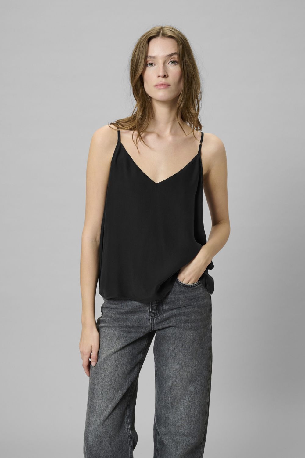 MWSilk Strap top, Color: Black, Size: 34