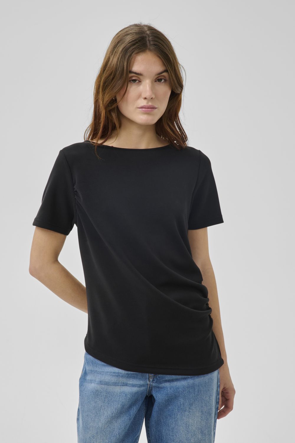 MWHelle Asymmetric Tee, Color: Black, Size: XS