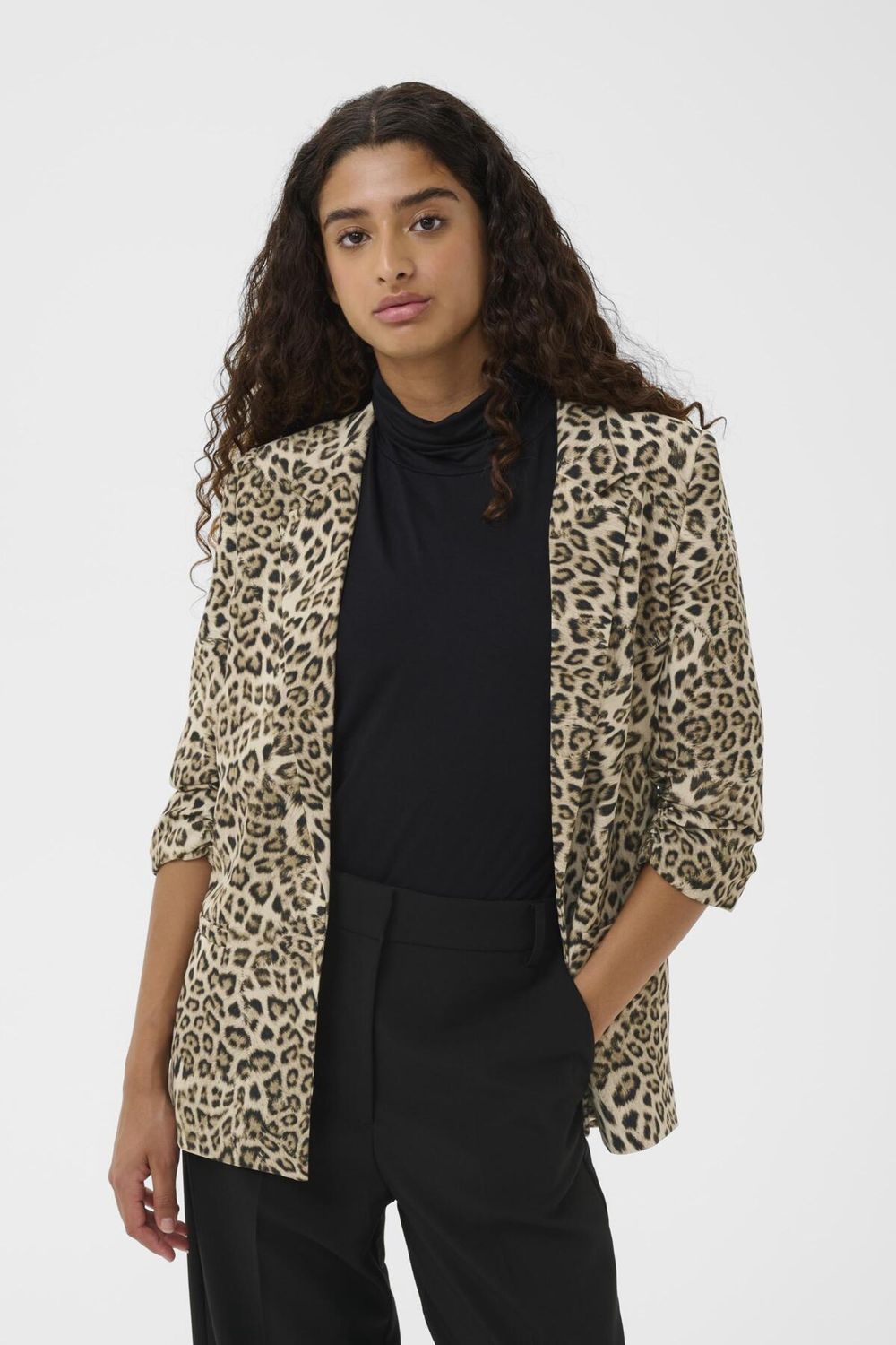 SLShirley Printed Blazer, Color: Brown Leopard Print, Size: XS