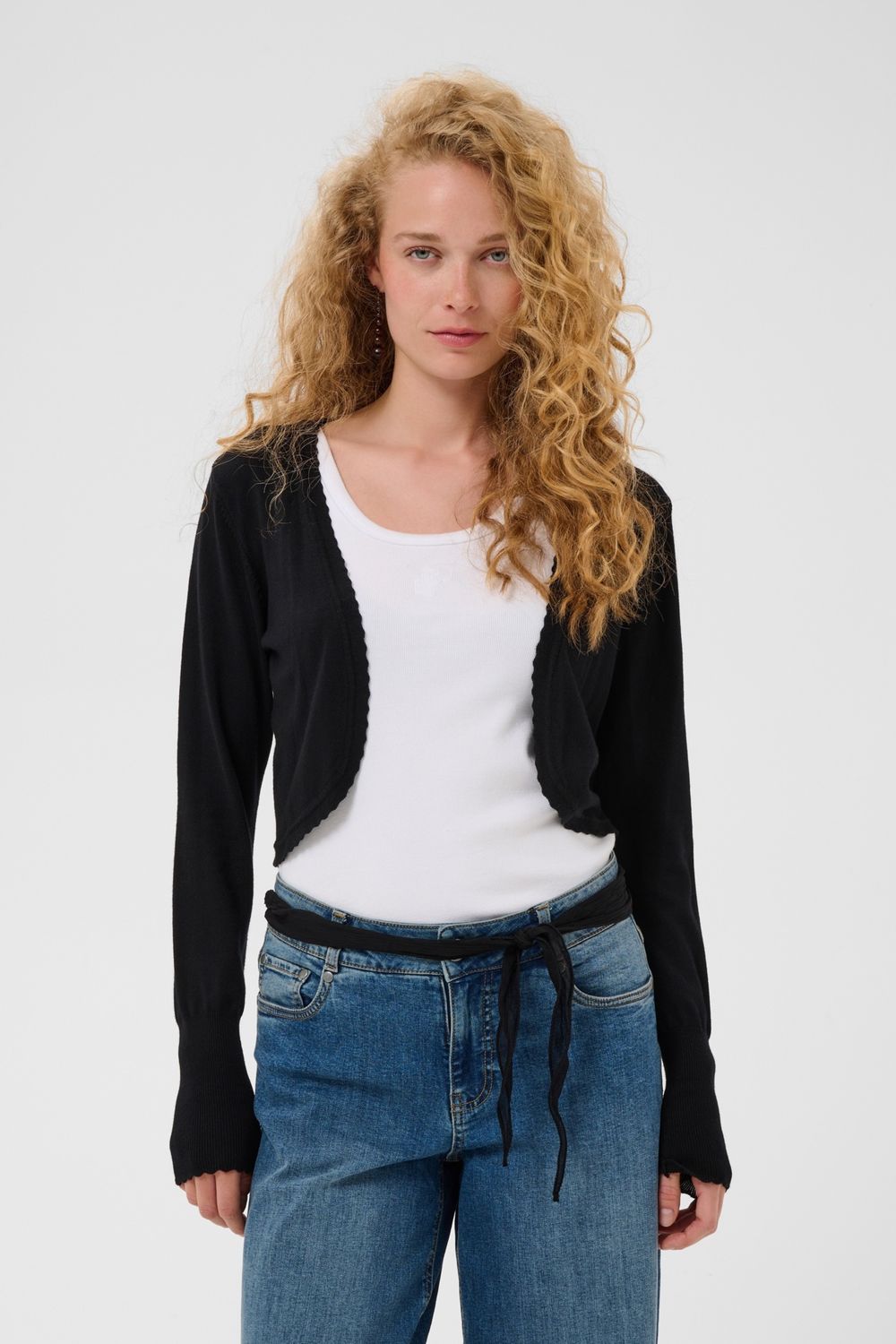 CUannemarie Scallop Bolero, Color: Black, Size: S
