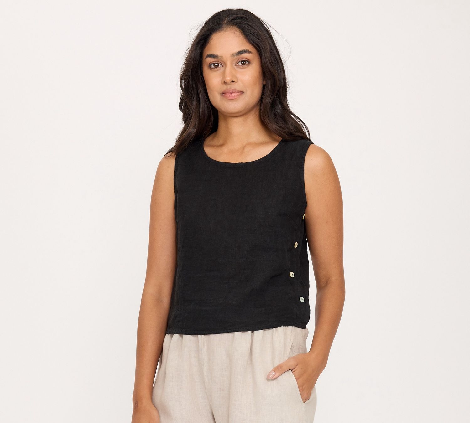 3091 SLess Top Button, Color: Blk, Size: XS