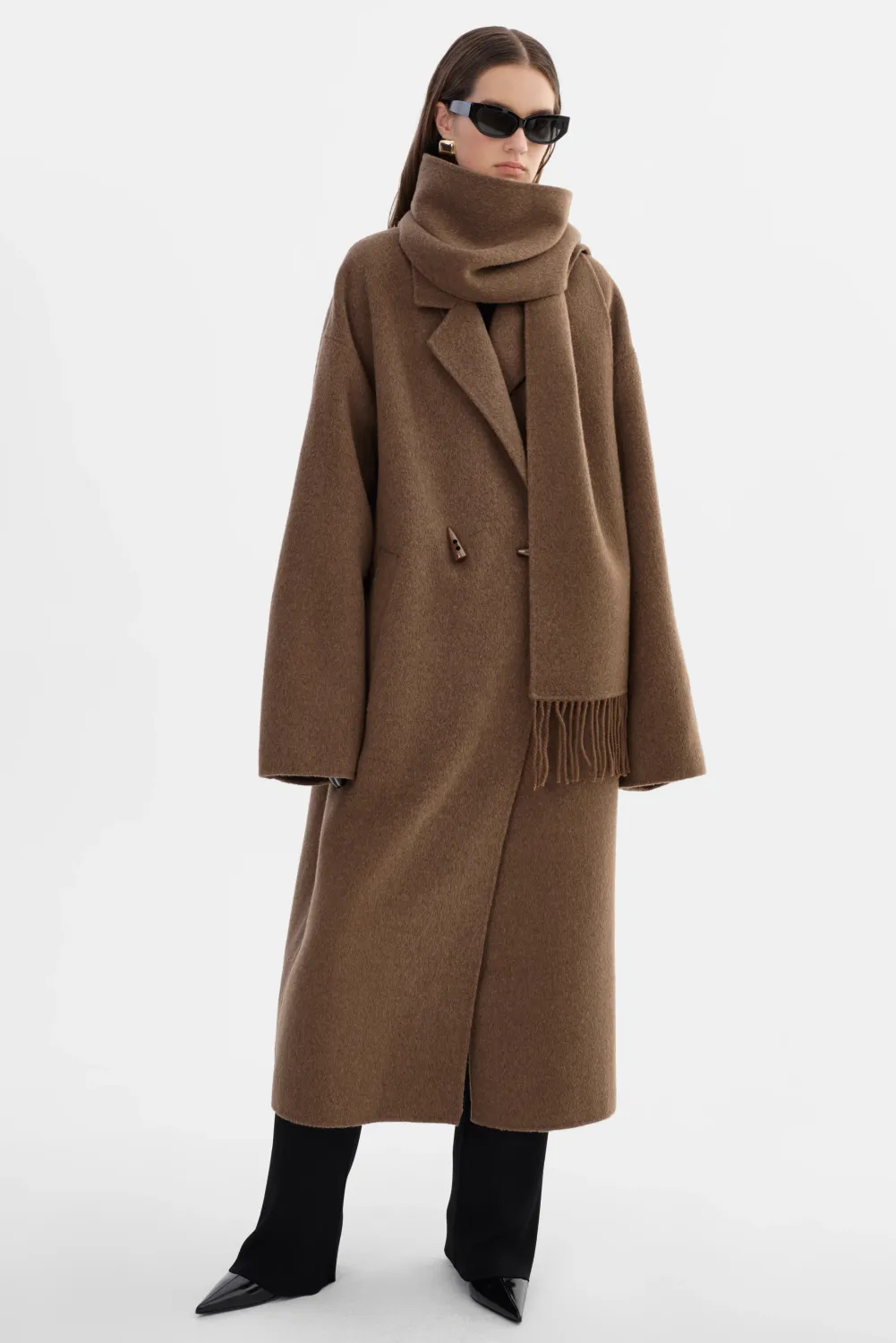 Twila Scarf Coat, Color: Heather Brown, Size: XS/S