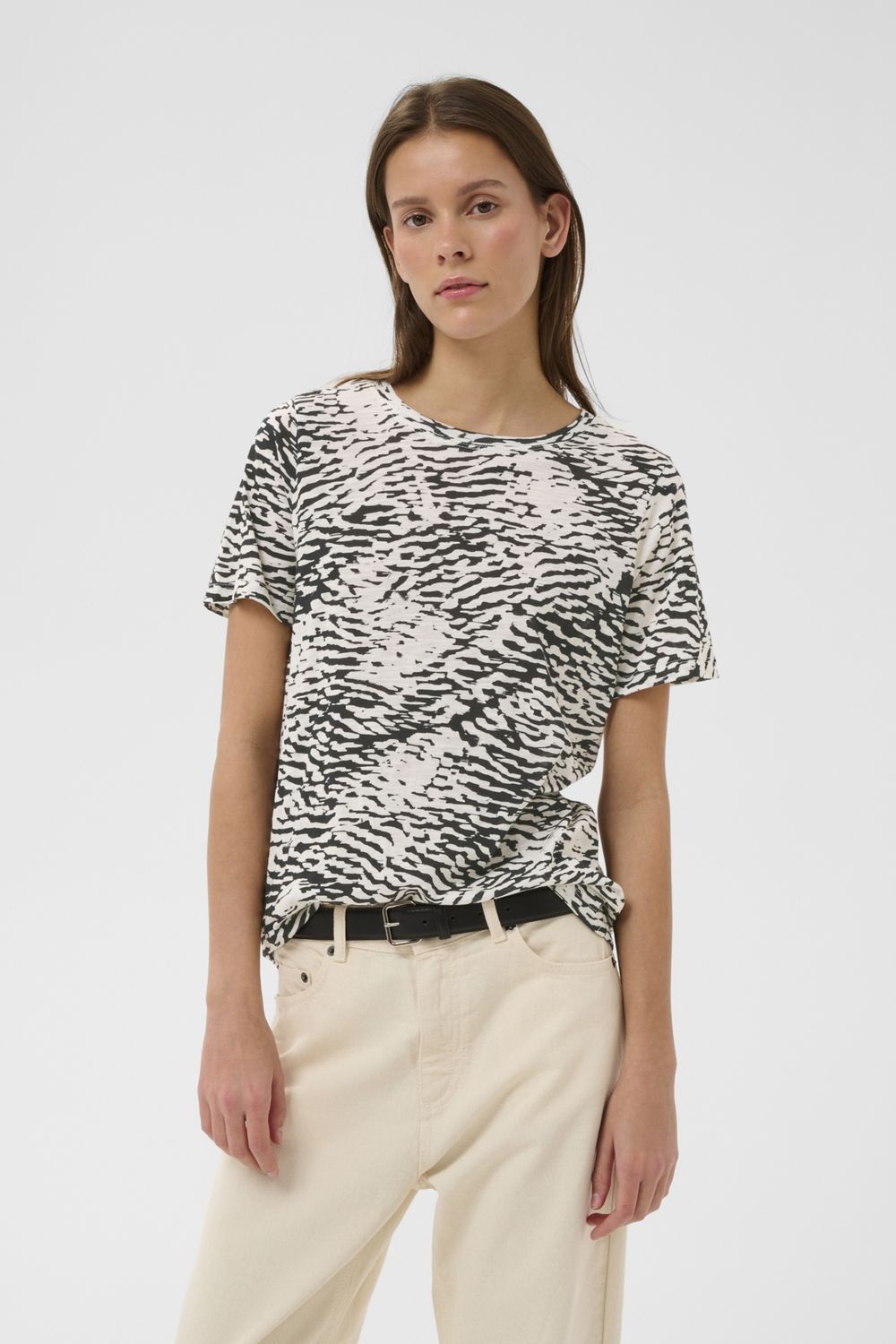 ALMAIW PRINT TSHIRT, Color: BLACK WAVY STRUCTURE, Size: XS