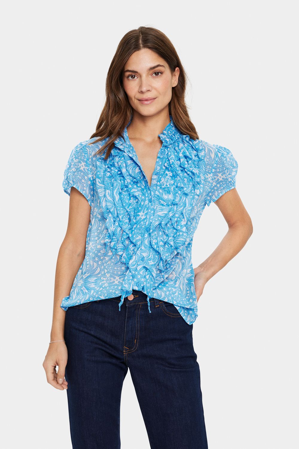 LiljaSZ Crinkle SS Shirt, Color: All Aboard Paisley, Size: M