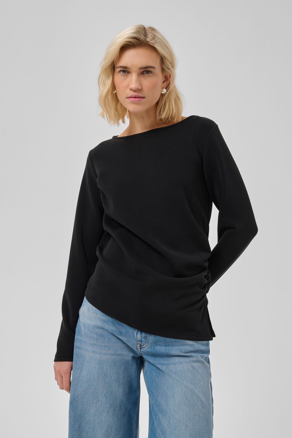 MWHelle Asymmetric Blouse, Color: Black, Size: XS