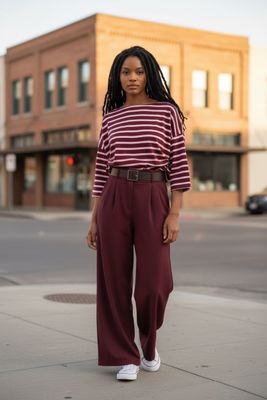 Blouse gestreept bordeaux