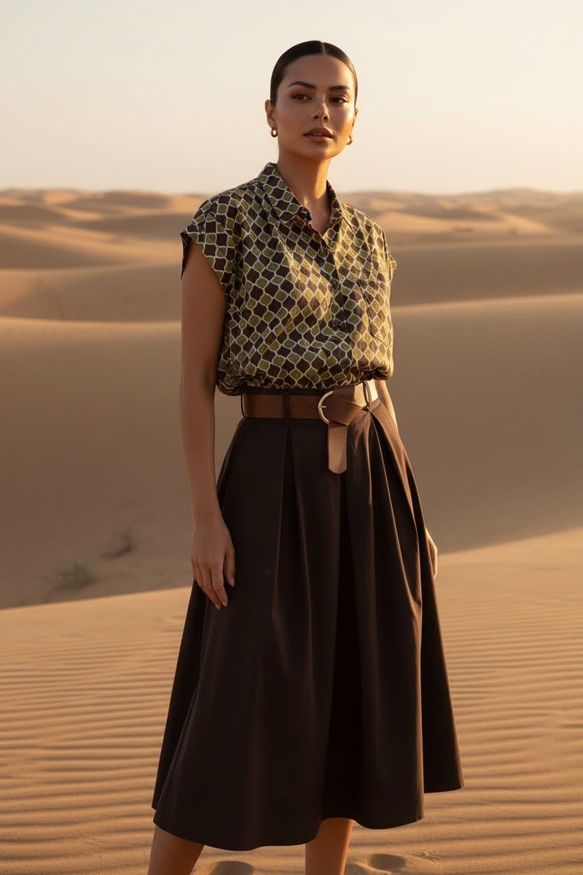 Rok bruin met riem