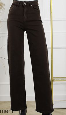 Wide Leg Stretch Jeans – Dark Coffee