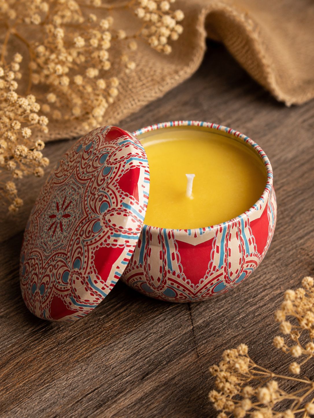 Vintage blikjes met bijenwas kaars