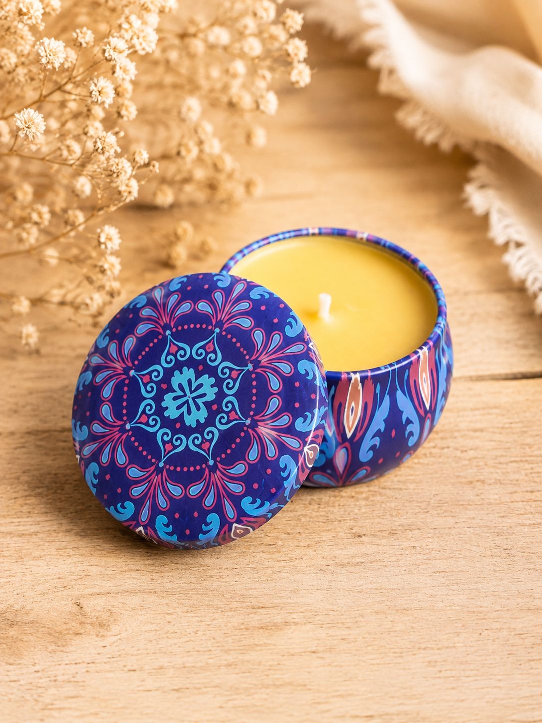 Vintage blikjes met bijenwas kaars