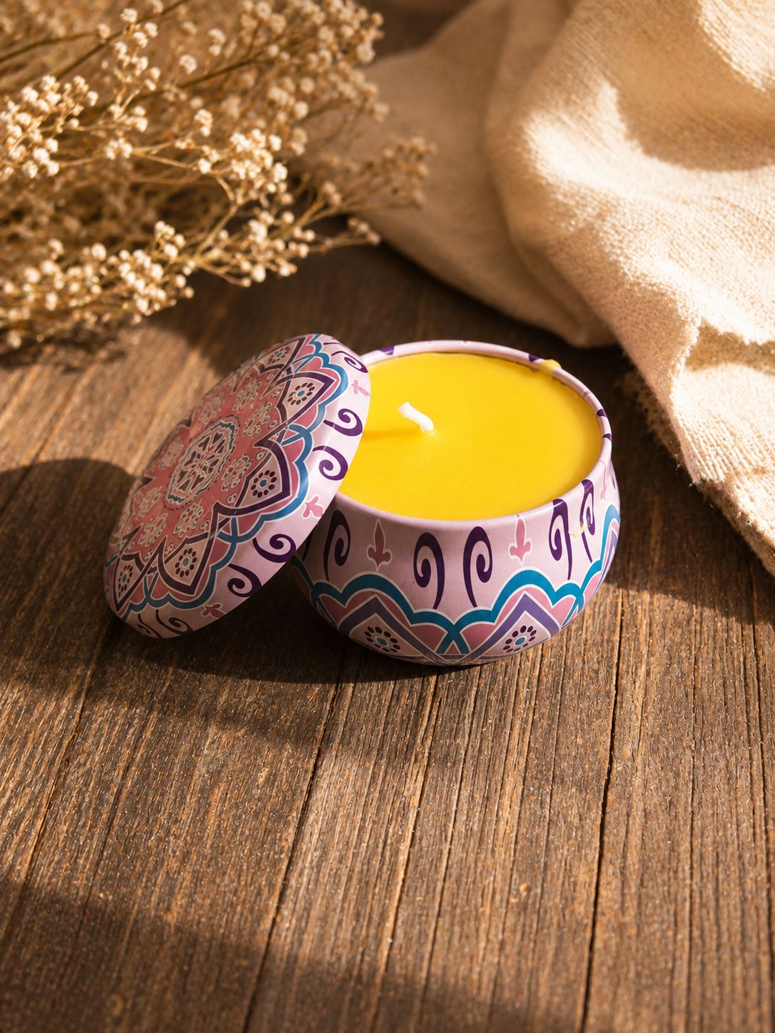 Vintage blikjes met bijenwas kaars
