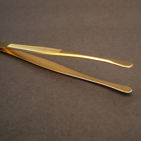 Showgard Stamp Tongs Round Tip - Gold Plated Showgard Stamp Tongs Round Tip - Gold Plated