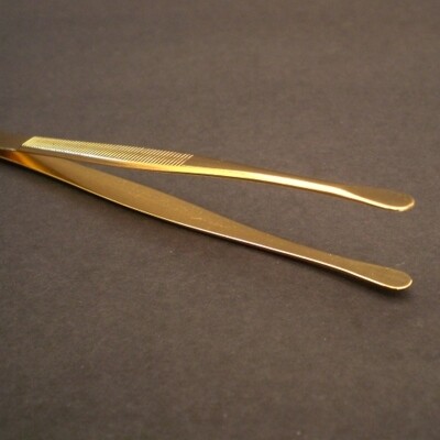 Showgard Stamp Tongs Round Tip - Gold Plated