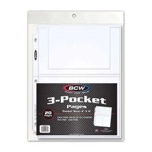 BCW Polypropylene Pages -- 3 Pockets - pack of 20 pages
