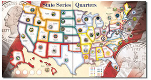 Whitman State Series Quarters Collector Map
