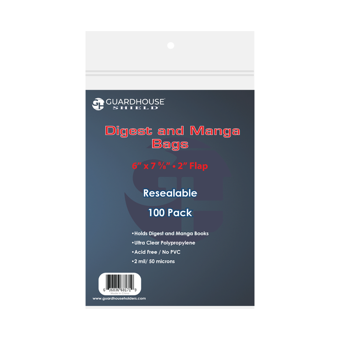 Guardhouse Shield Resealable Bag for Digest or Manga Books 6 x 7 5/8