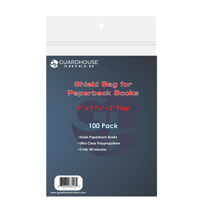 Guardhouse Shield Bag for Paperback Books 5 x 7 3/8 + 2" Flap