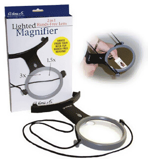 HE Harris Hands-Free Illuminated Magnifier 1.5x, 3x