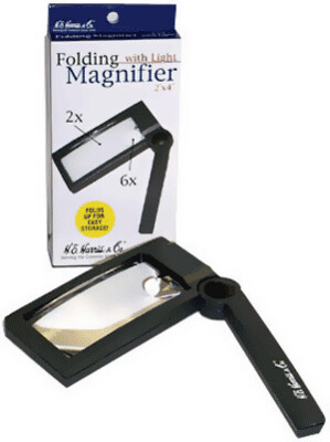 HE Harris Illuminated Folding Magnifier 2x,6x