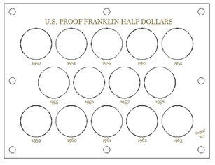 Capital Holder - Proof Franklin Half Dollars 1950-1963