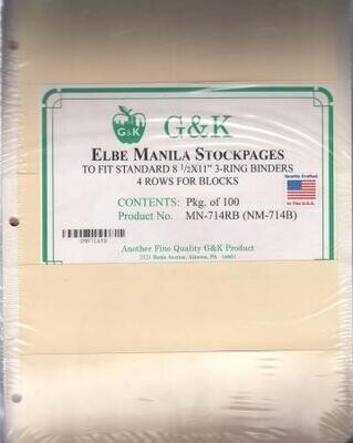 G&K Elbe Manila Stock Sheets -- 8 1/2" X 11" 4 Row