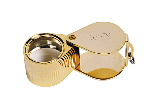 10X TRIPLET, DIA. CUT LOUPE - GOLD 18MM 10X TRIPLET, DIA. CUT LOUPE - GOLD 18MM