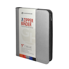 Zipper Binder with 3 Ring Clip - Grey