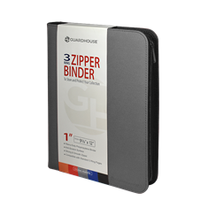 Zipper Binder with 3 Ring Clip - Black