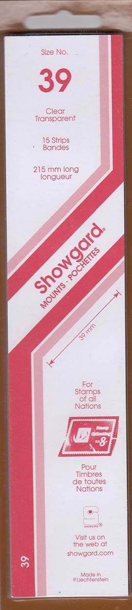 Showgard Stamp Mount Strips: 39mm - Clear Showgard Stamp Mount Strips: 39mm - Clear