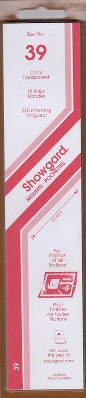 Showgard Stamp Mount Strips: 39mm - Clear
