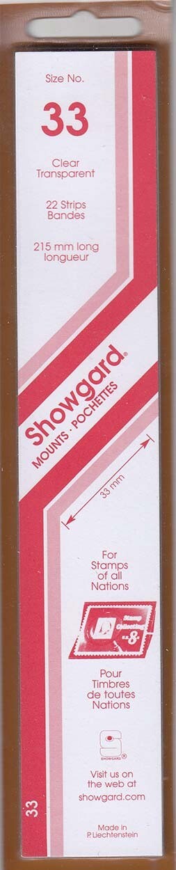Showgard Stamp Mount Strips: 33mm - Clear