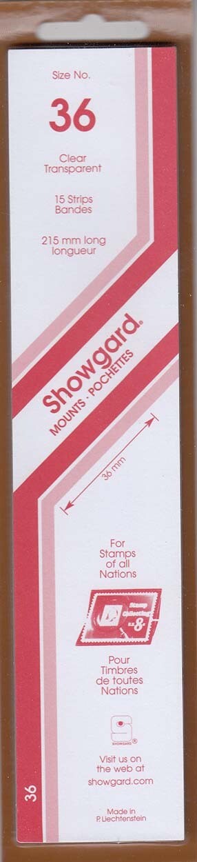 Showgard Stamp Mount Strips: 36mm - Clear