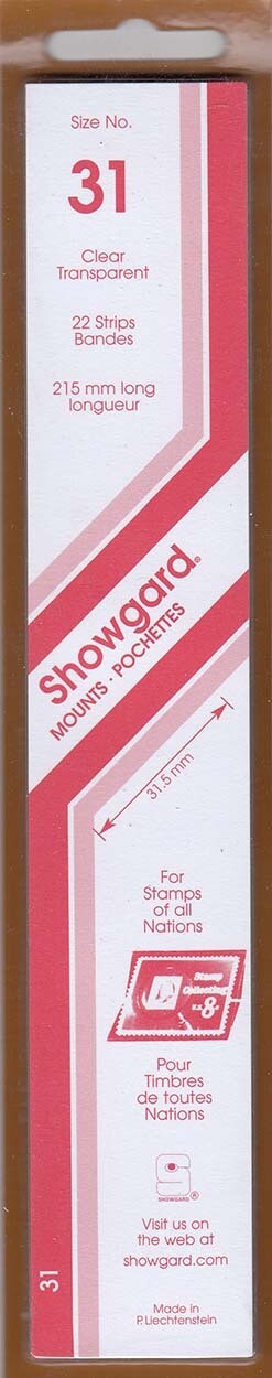 Showgard Stamp Mount Strips: 31mm - Clear