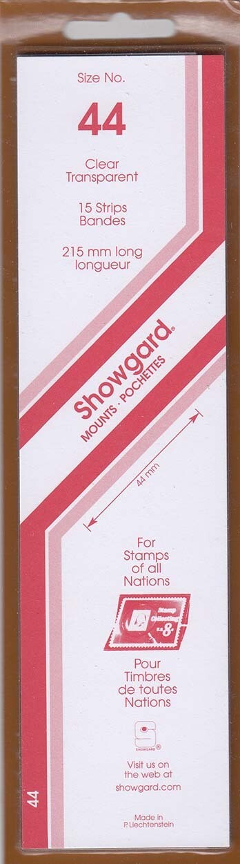 Showgard Stamp Mount Strips: 44mm- Clear