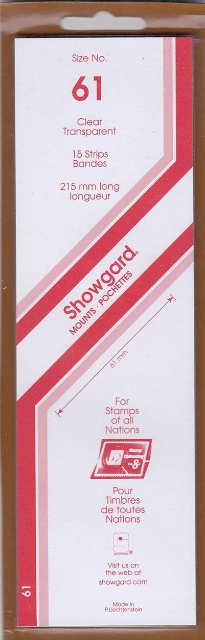 Showgard Stamp Mount Strips: 61mm - Clear