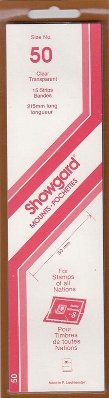 Showgard Stamp Mount Strips: 50mm - Clear