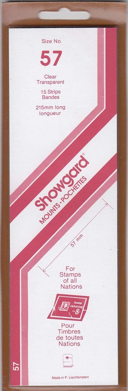 Showgard Stamp Mount Strips: 57mm -Clear