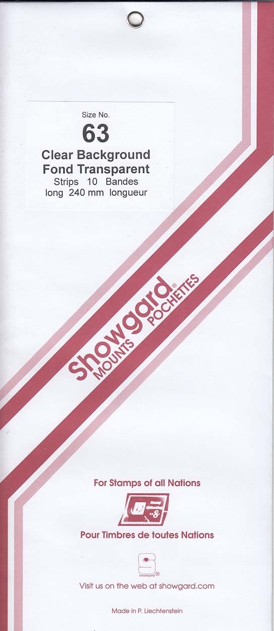 Showgard Stamp Mount Strips: 63mm - Clear