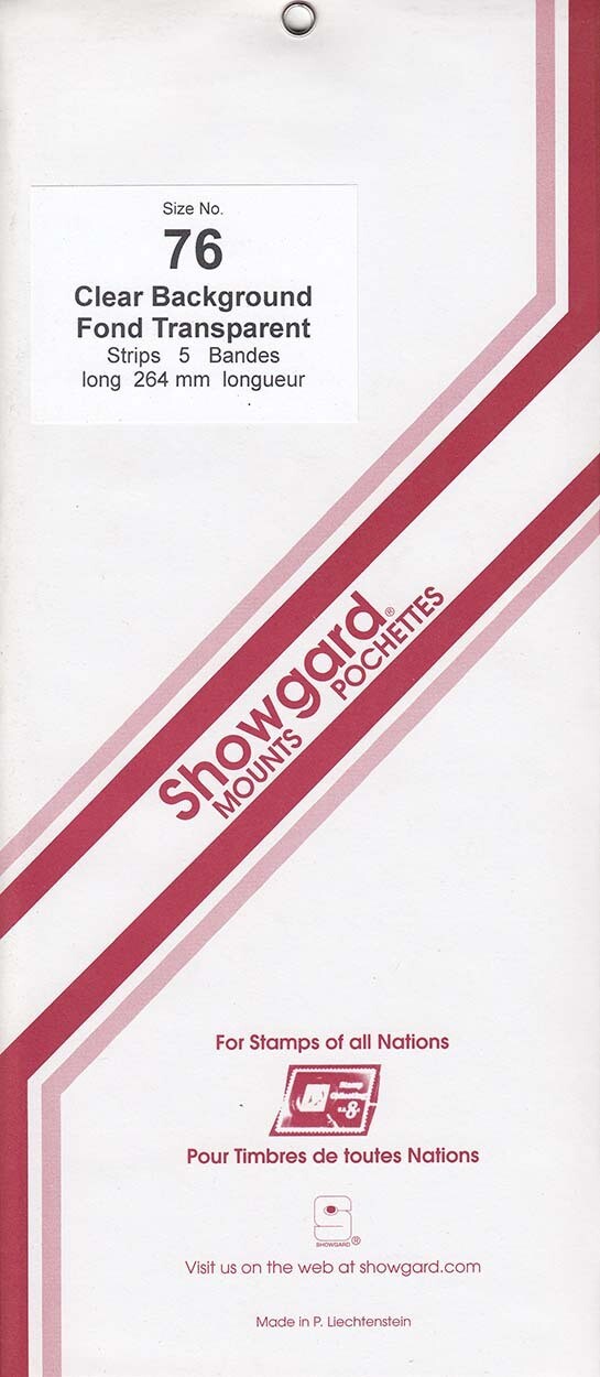 Showgard Stamp Mount Strips: 76mm - Clear