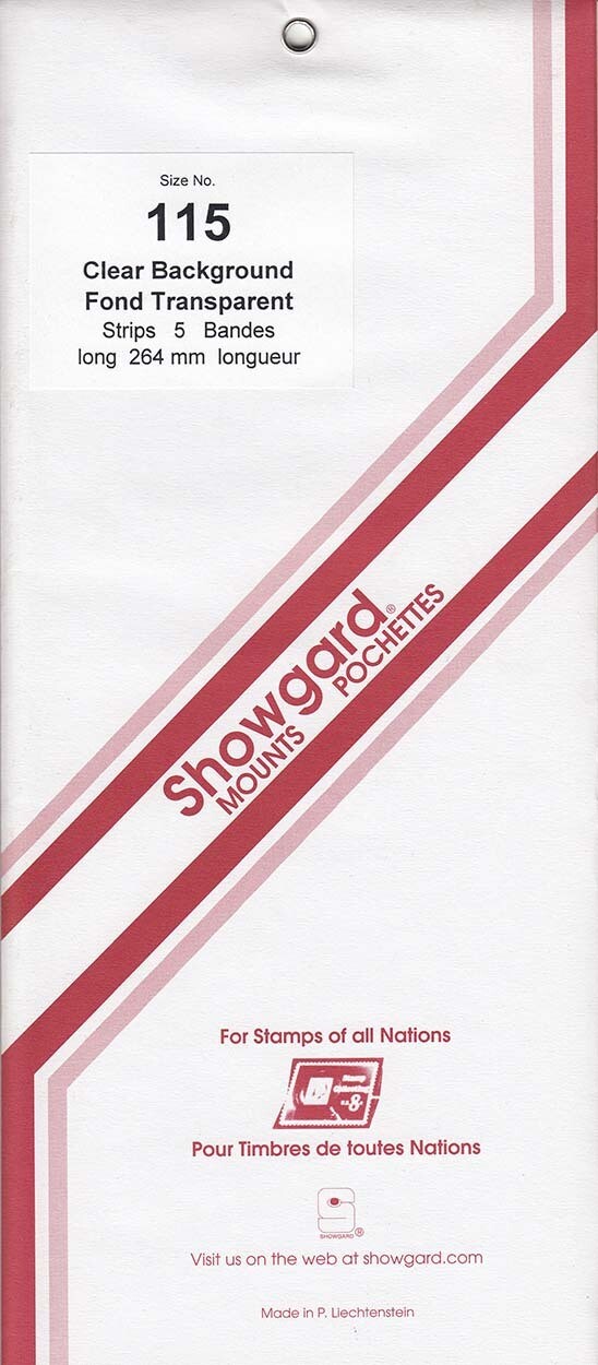 Showgard Stamp Mount Strips: 115mm - Clear