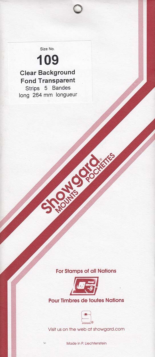 Showgard Stamp Mount Strips: 109mm - Clear Showgard Stamp Mount Strips: 109mm - Clear
