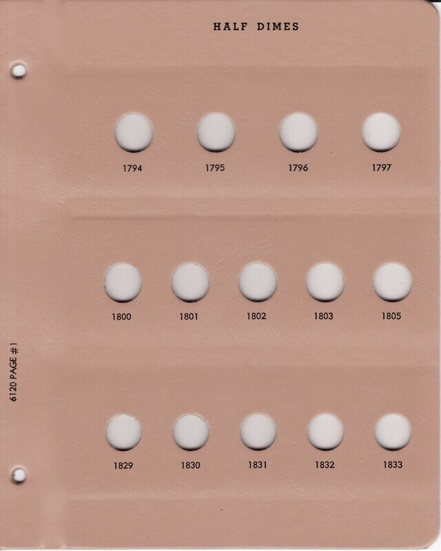 Dansco Album 6120: Half Dimes, 1794-1873