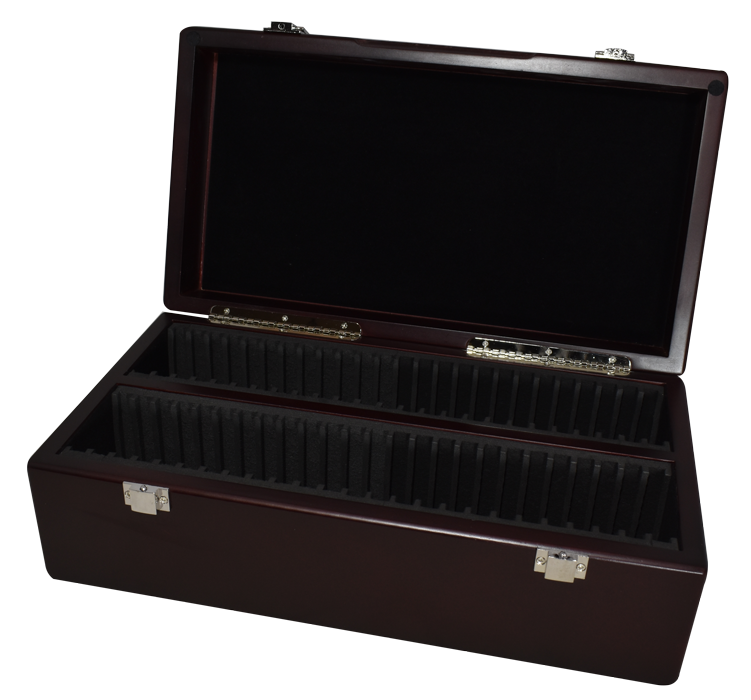 Wood Display Box - 50 PCGS or NGC Slabs - Dark Finish
