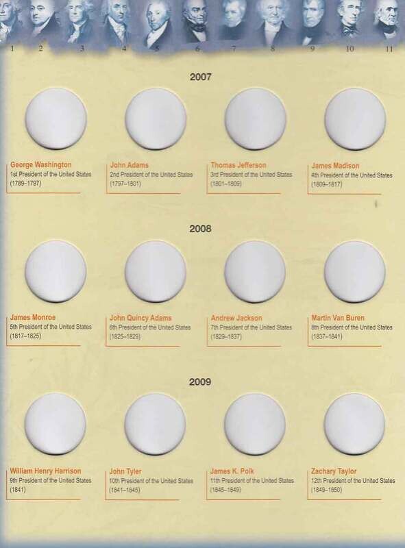 Whitman Presidential Dollars Four Panel Folder Date Set