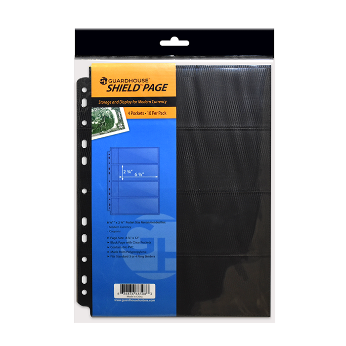 Guardhouse Shield 4 Pocket Double-Sided Pages for Modern-Sized Currency - 10 pack Guardhouse Shield 4 Pocket Double-Sided Pages for Modern-Sized Currency - 10 pack